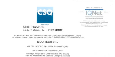 Certificato ISO 45001-2018